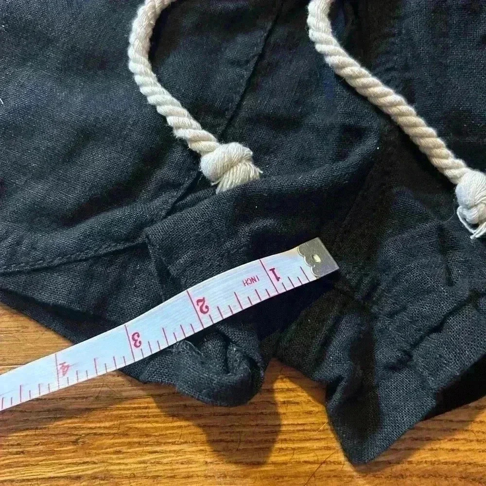 Roxy Black Linen Draw String Shorts, Xs - image 4